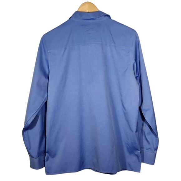 Foxcroft Top Shaped Fit Pinpoint Essential‎ No Iron Shirt Wrinkle Free Blue 8 - Picture 5 of 12